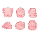 KX4B 6pcs New Year Plastic Baking Mold Kitchen Biscuit Cookie Cutter Pastry Plunger 3D Die Fondant Cake Decorating Tools
