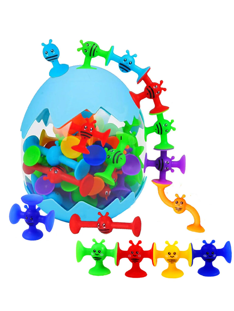 38pcs Bees Suction Cup Toys With Dinosaur Eggshell Storage, Bath Window Travel Toys,Parent-child Interactive Game,Gift for Kids