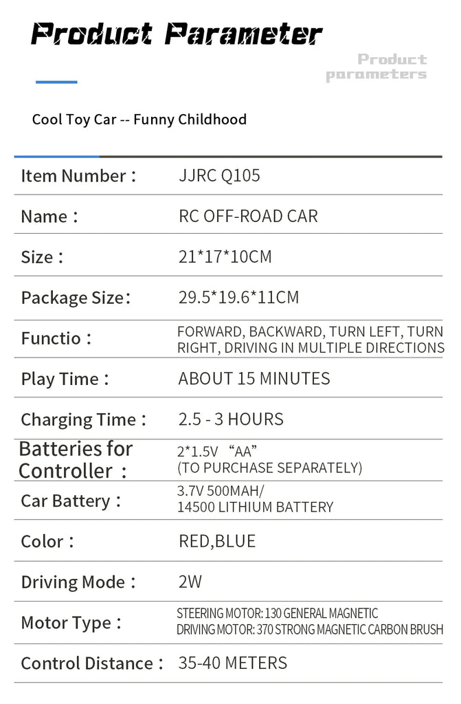 JJRC Q105 1:18 Remote Control Car 25KM/h With Led Lights 2.4G Inductor RC Off-Road Cars High Speed Brushless Motor Children Toys