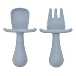 2PCS Cute Baby Learning Spoons Utensils Set Food Grade Silicone Sticky Spoon Children Cutlery Training Spoon Feeding Tableware