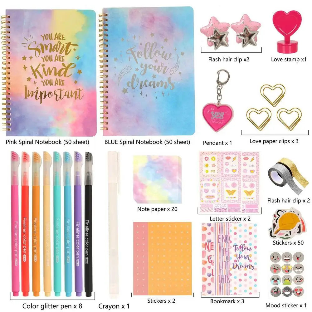 Journal Kit 98X/set Creative Diary Journal Kit Scrapbooking Toy Journaling Art Crafts For Kid Girl Boy Aged 8
