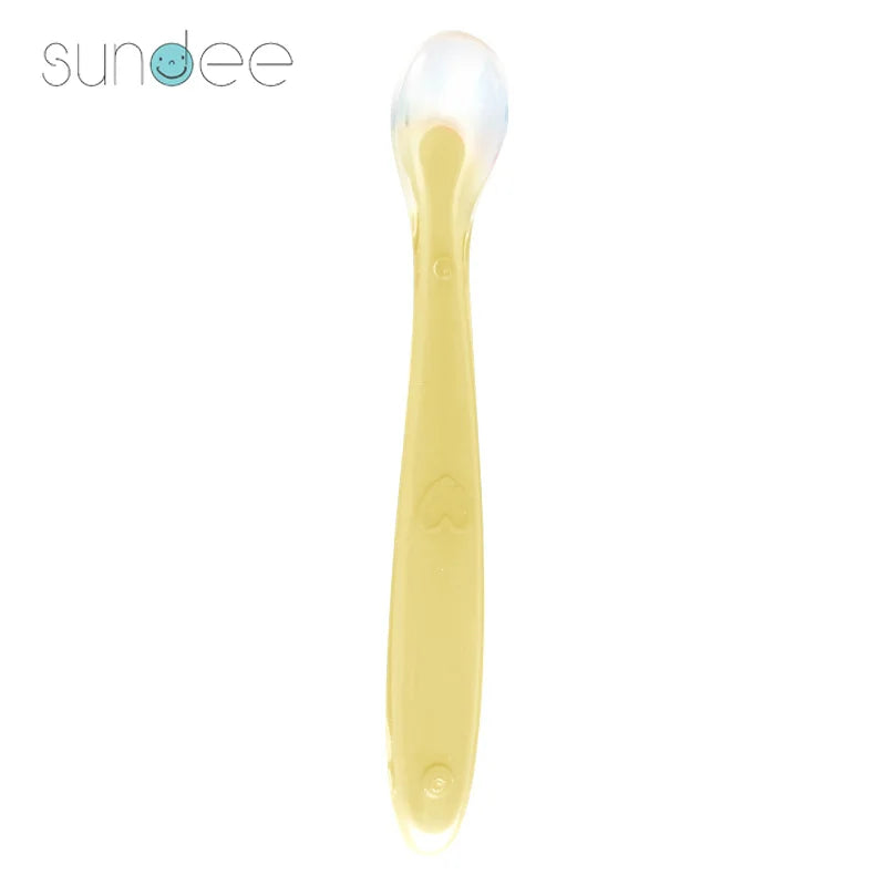 10 Pcs Baby Feeding Spoon Soft Silicone Spoons Training Spoon for Child kids Infants Temperature Sensing Feeding Feeder Flatware