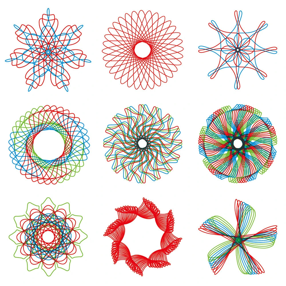 22PCS Clear Spirograph Drawing Toy Set DIY Creative Design Geometric Drawing Interlocking Gears Wheels Ruler Kids Art Craft  Toy
