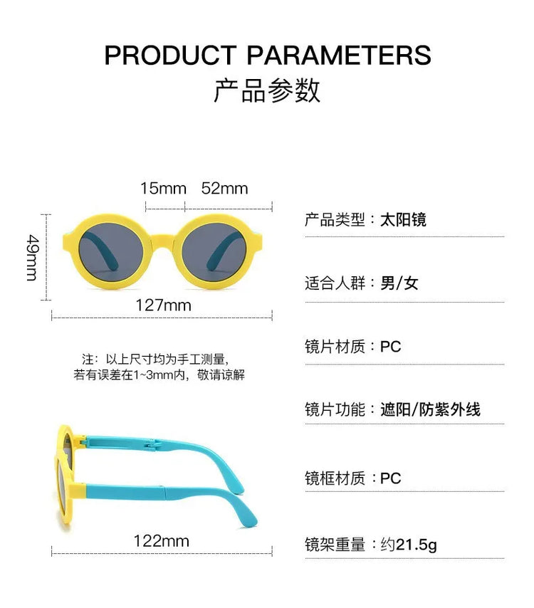 Children's glasses, foldable sunglasses, little girls' UV protection cartoon sunglasses, boys' and girls' babies' fashionable