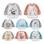 1pcs Baby Long Sleeve Scarf Waterproof Toddler Art Smock Feeding Bib Apron Pocket Infant Boys Girls Burp Cloth Banana Bibs