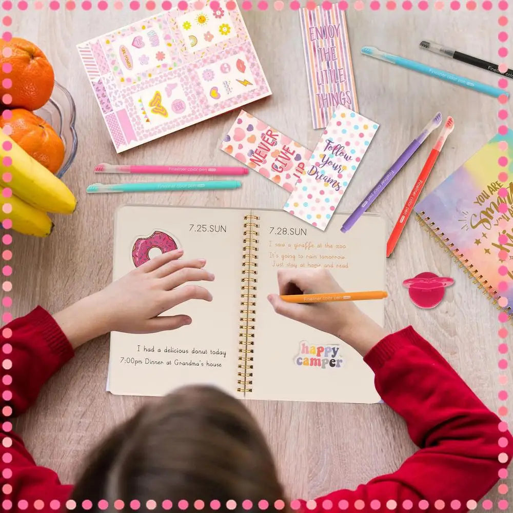 Journal Kit 98X/set Creative Diary Journal Kit Scrapbooking Toy Journaling Art Crafts For Kid Girl Boy Aged 8
