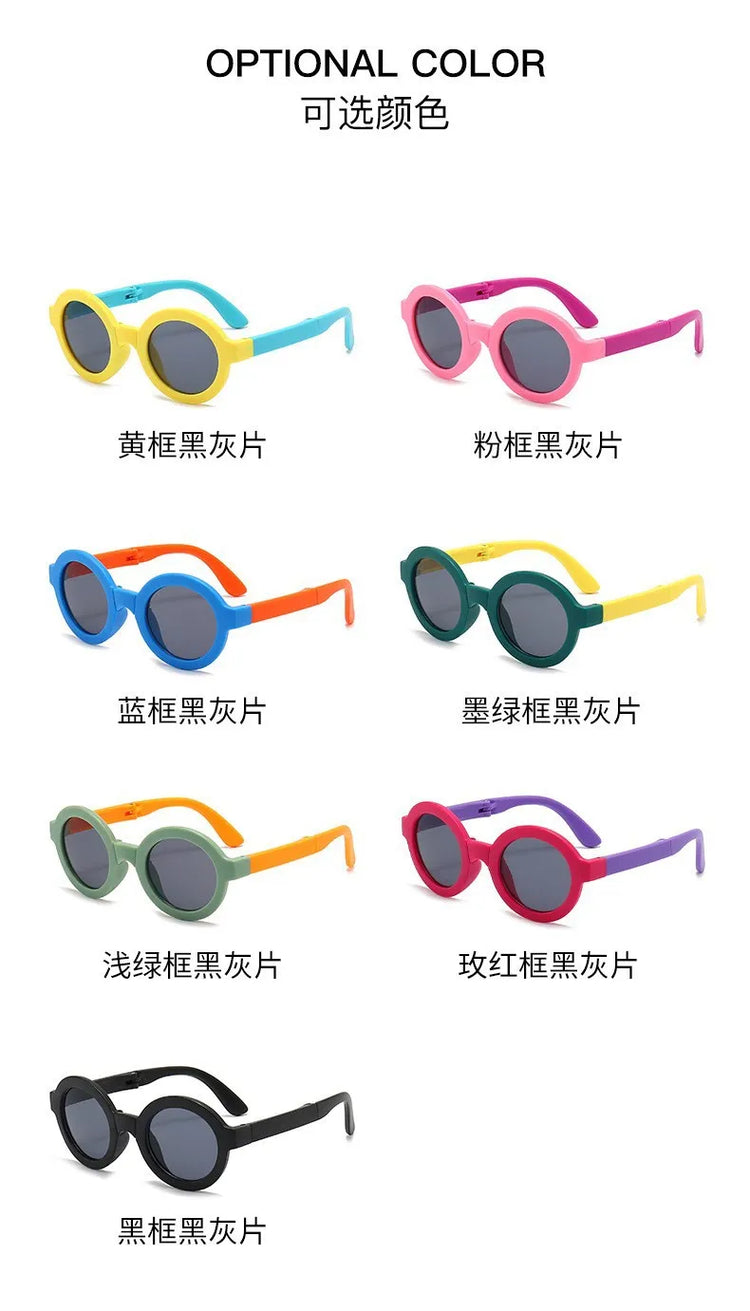 Children's glasses, foldable sunglasses, little girls' UV protection cartoon sunglasses, boys' and girls' babies' fashionable