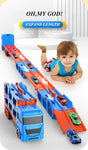 Large Car Transporter Truck Folding Track Racing Vehicle Kids Competitive Games Storage Alloy Car Boy Toy Children Novel Gift
