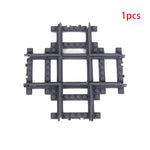 MOC City Train Rail Crossing Flexible Tracks Forked Straight Curved Rails Switch Building Block Bricks Creative DIY Toys