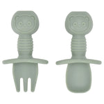 2PCS Cute Baby Learning Spoons Utensils Set Food Grade Silicone Sticky Spoon Children Cutlery Training Spoon Feeding Tableware
