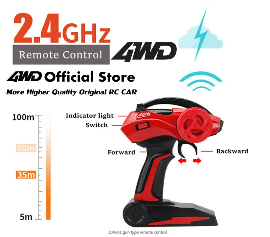 4WD RC Car Off Road 4x4 Remote Control Cars Radio Buggy Truck Racing Drift with Led Lights Toys Gift for Boys Girls Children Kid