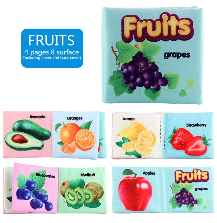 0-24 Monthes Soft Baby Cloth Books Fruits Vegetable Animals Cognitive Puzzle Infant Kids Early Learning Educational Fabric Toys