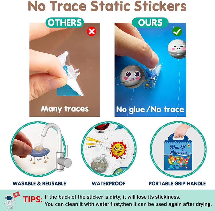 Kids Reusable Sticker Book Multiple Scenarios Cartoon DIY Puzzle Educational Cognition Learning Toys for Child Age 2-4 Gift 2025