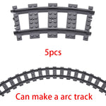 MOC City Train Rail Crossing Flexible Tracks Forked Straight Curved Rails Switch Building Block Bricks Creative DIY Toys